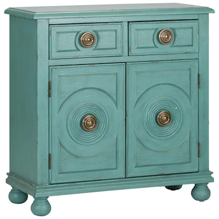 Transitional 2 Drawer 2 Door Accent Cabinet with Adjustable Interior Shelf